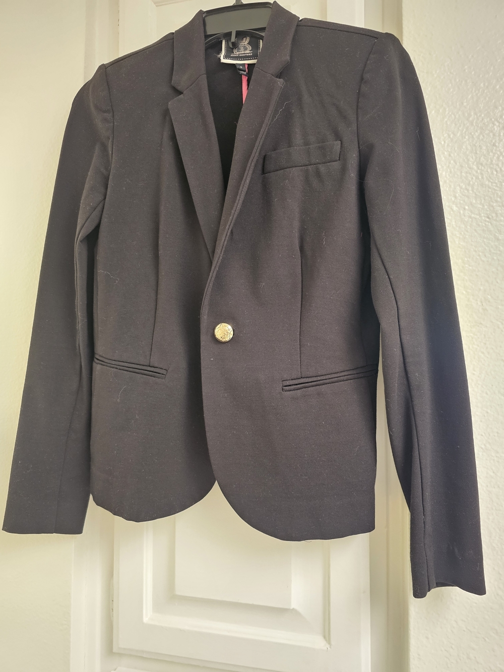Juicy Couture Black Women's Blazer with Gold Logo Trim